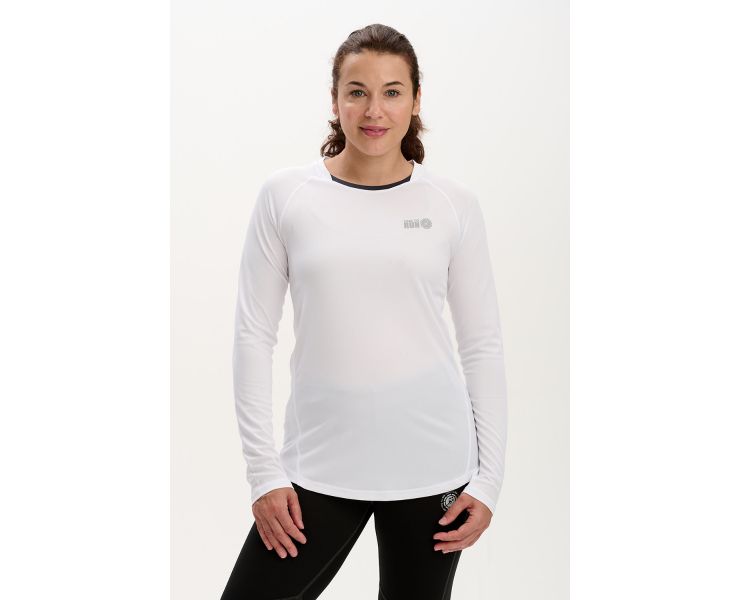 Women's Spirit Long Sleeved Training Running T Shirt-White-Charcoal