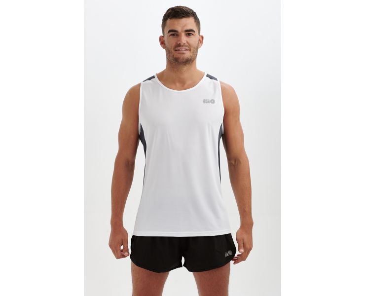 Men's Pace Spirit Running Vest-White-Charcoal