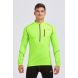 Running Top For Men - Long Sleeved Zip Neck Shirt With Chest Pocket - Thermal Fabric - Lime Green