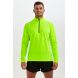 Running Shirt For Men With Half Zip - Lightweight - Thermal - Breathable Grid Fabric Fabric - Lime